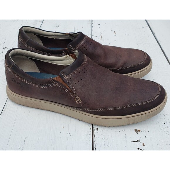 Clarks Bradley Step Plus Men's Loafers 13 Brown Leather Slip On Loafer EXCELLENT - Picture 1 of 5